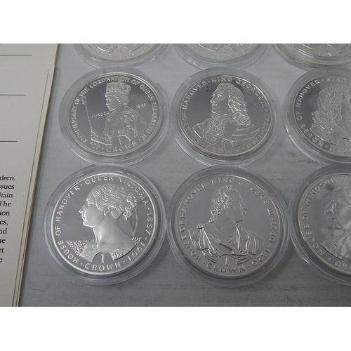 94 - Kings and Queens of Great Britain Proof .925 Sterling Silver Crown-Size coins x 12 with COAs