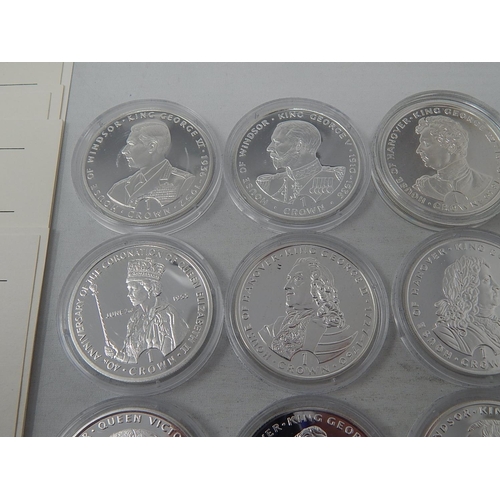 94 - Kings and Queens of Great Britain Proof .925 Sterling Silver Crown-Size coins x 12 with COAs