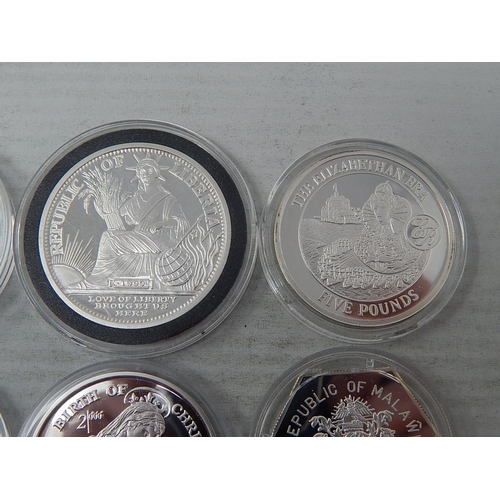 95 - Gibraltar 2008 Silver Proof £5; Guernsey 2001 Queen Mother Proof Silver £5; Liberia Millennium Proof... 