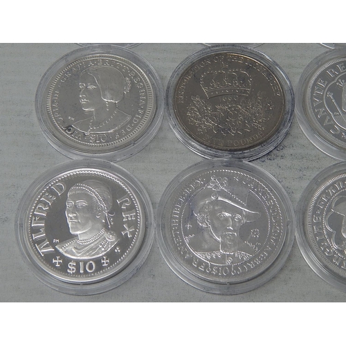 98 - Collection of 9 x Crown-Size Proof (.925) Sterling Silver Crown Sized coins