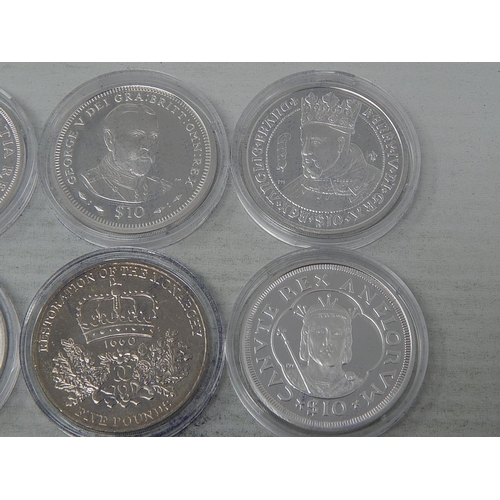 98 - Collection of 9 x Crown-Size Proof (.925) Sterling Silver Crown Sized coins