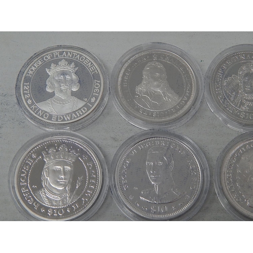 99 - Collection of 9 x Crown-Size Proof (.925) Sterling Silver Crown Sized coins