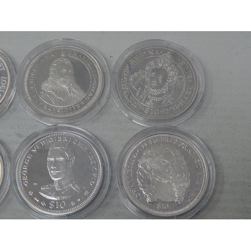 99 - Collection of 9 x Crown-Size Proof (.925) Sterling Silver Crown Sized coins