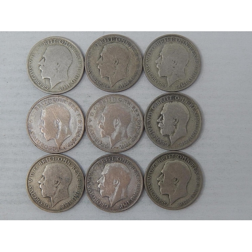 128 - 9 x George V Silver Florins: 98.46g