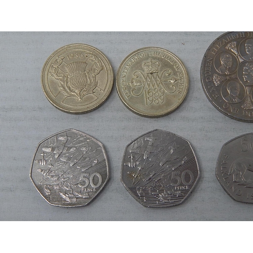 248 - Prince of Wales £5 Crown & Cover: Falkland Islands 50p: Paddington Bear 50p: 2 x £2 Coins: 2 x D Day... 