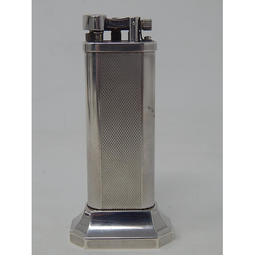 60 - Dunhill Silver Plated Desk Lighter. Measures 15cm high: From a Private Collection.