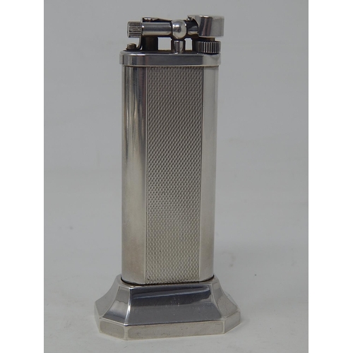 60 - Dunhill Silver Plated Desk Lighter. Measures 15cm high: From a Private Collection.