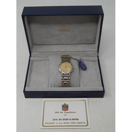 76 - Gentleman's CONCORD SARATOGA 18ct Gold & Stainless Steel Wristwatch with Date Aperture. The Watch is... 