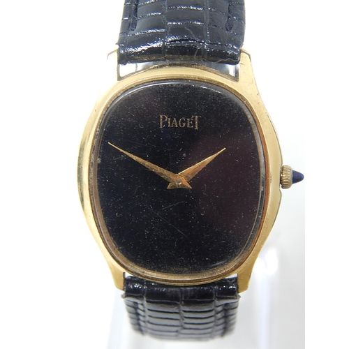 77 - Piaget: Gentleman's Wristwatch on Leather Strap. 18ct Gold E/P.