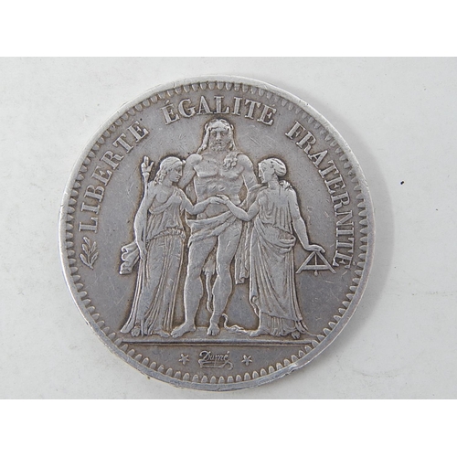 94 - 1849 Silver Five Francs with Raised Edge: Weight 24.9g