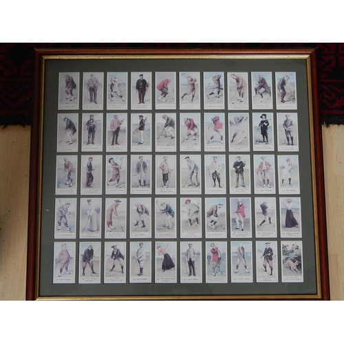 copes golfers cigarette cards Copes Golfers: Set of 50 Framed & Glazed Reprinted Cigarette Cards:  Measures 50cm x 45cm