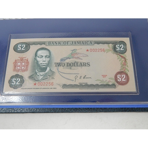 93 - Rare Bank of Jamaica Set of Bank Notes: $1/$2/$5/$10 All with Serial No 2256 with COA in Folder of I... 