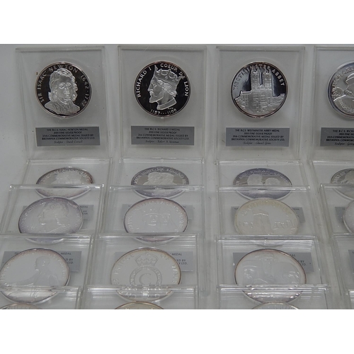 101 - 2.5 KGS OF PURE SILVER. Full set of 60 commemorative medals in 0.999 silver, issued by the Britannia... 