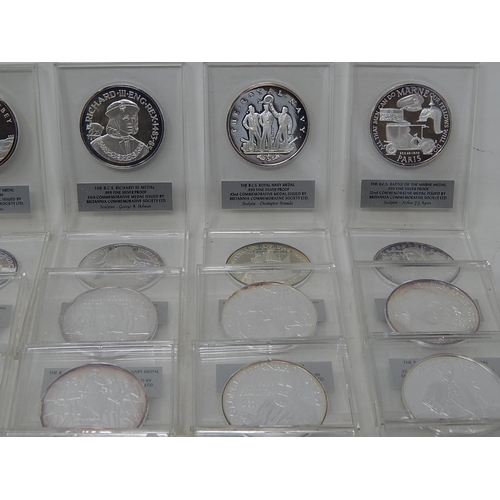 101 - 2.5 KGS OF PURE SILVER. Full set of 60 commemorative medals in 0.999 silver, issued by the Britannia... 