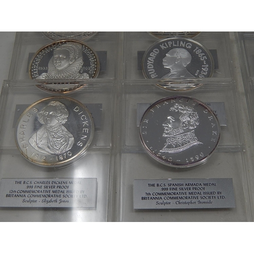 101 - 2.5 KGS OF PURE SILVER. Full set of 60 commemorative medals in 0.999 silver, issued by the Britannia... 