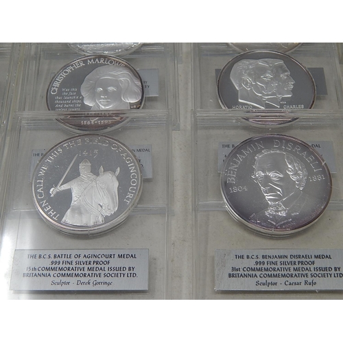 101 - 2.5 KGS OF PURE SILVER. Full set of 60 commemorative medals in 0.999 silver, issued by the Britannia... 