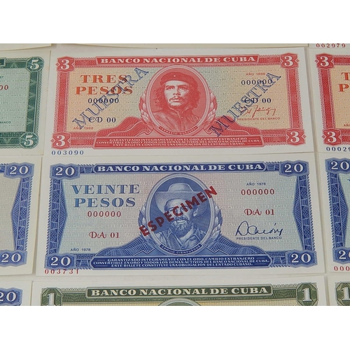 84 - Rare Collection of Specimen Banknotes: All with Serial Numbers 000000: Banco Nacional De Cuba: Indiv... 