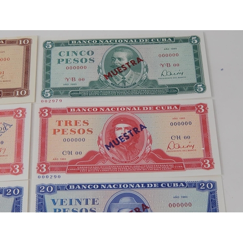 84 - Rare Collection of Specimen Banknotes: All with Serial Numbers 000000: Banco Nacional De Cuba: Indiv... 