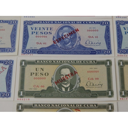 84 - Rare Collection of Specimen Banknotes: All with Serial Numbers 000000: Banco Nacional De Cuba: Indiv... 