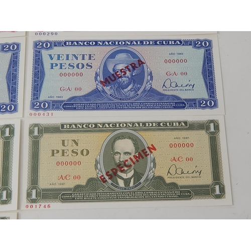 84 - Rare Collection of Specimen Banknotes: All with Serial Numbers 000000: Banco Nacional De Cuba: Indiv... 