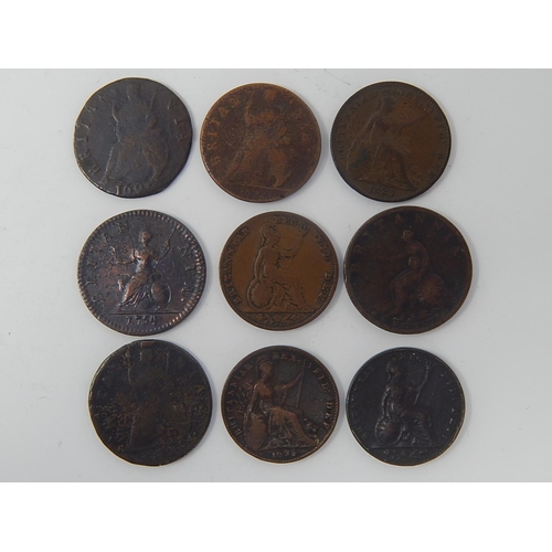 13 - Charles II Copper Farthing 1672; William and Mary Copper Farthing 1693; William III Copper Farthing ... 