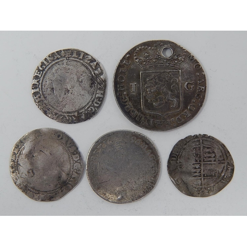 16 - Elizabeth I Silver Sixpence 1582; Silver Sixpence 1604; Hammered Silver 6d; William III Silver Shill... 