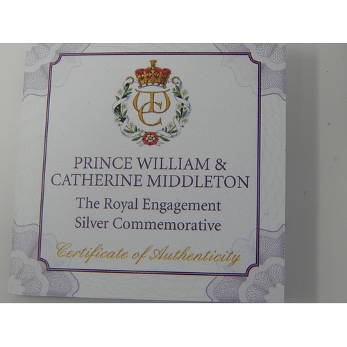 4 - Prince William & Catherine Middleton Royal Engagement .925 Sterling silver with selective gold ink P... 