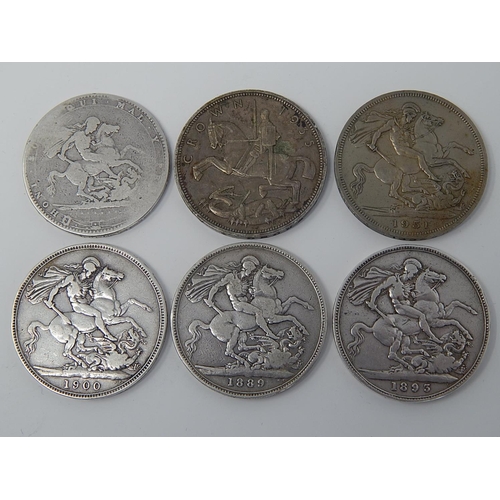 8 - George III Silver Crown 1820, Victoria Silver Crowns 1889, 1900; George V Silver Crown 1935; George ... 