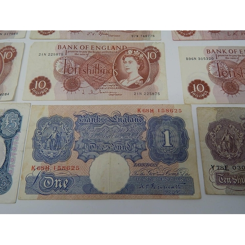 23 - Collection of GB Banknotes comprising War Issue 10 Shillings (2); later 10 Shillings (10); One Pound... 