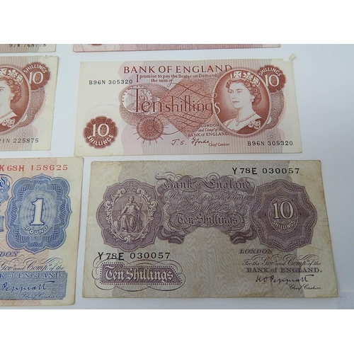 23 - Collection of GB Banknotes comprising War Issue 10 Shillings (2); later 10 Shillings (10); One Pound... 