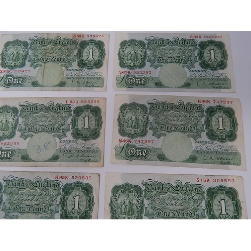 25 - Collection of 17 x Peppiatt, Beale and O'Brian green £1 notes generally Fine, a few better