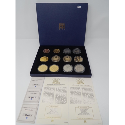 28 - Collection of Proof and Colour enhanced coins in collector's case comprising Wellington Proof Waterl... 