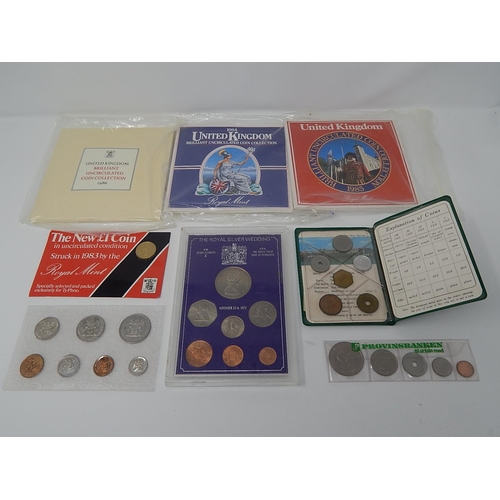 34 - 1972 Royal Silver Wedding coin set in Sandhill case; South Africa Mint Set 1969; Denmark Mint Set 19... 