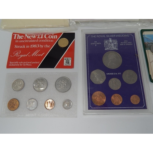 34 - 1972 Royal Silver Wedding coin set in Sandhill case; South Africa Mint Set 1969; Denmark Mint Set 19... 