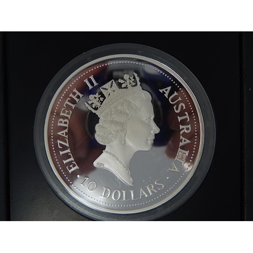 49 - Australia 1992 Proof Kookaburra 10 ounces of .999 Silver Housed in Perth Mint case of issue