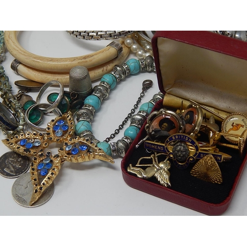 146 - Quantity of Silver & Costume Jewellery together with some silver coins etc.