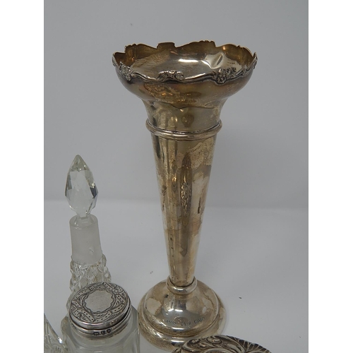 137 - Large Silver Bud Vase Hallmarked Chester 1911 by Walker & Hall together with a further group of hall... 