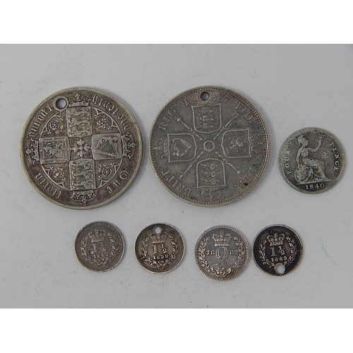 82 - Queen Victoria Silver Florins 1873 & 1887, Silver Groat 1840 + Four Silver 1 1/2d 1839,1842,1843,188... 