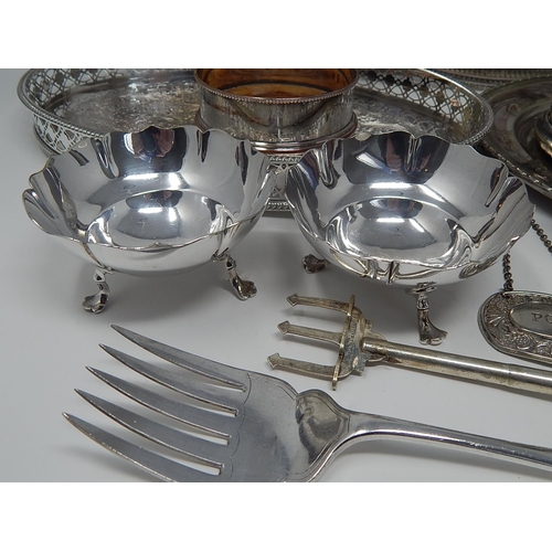 139 - Silver Plated Wares: Galleried Trays, Bottle Coasters, Pair of Mappin & Webb Bon Bon Dishes etc.