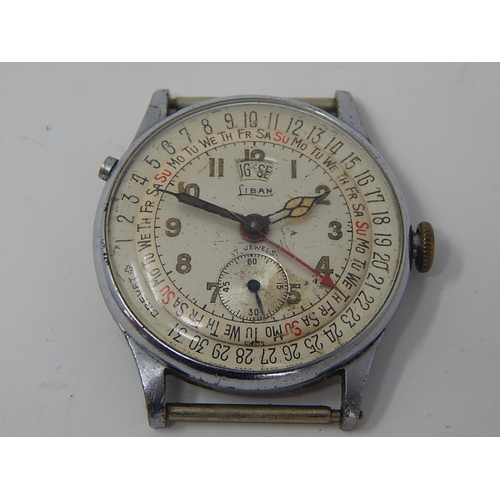 143 - SIBAN: 1950's Brevet Wristwatch: Currently Working but one winder crown missing.