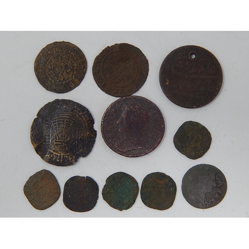 50J - Charles I Rose Farthing, Farthing 1674 together with further hammered & other coins. Various conditi... 