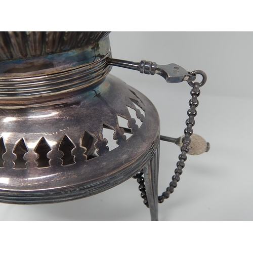 133 - Victorian Silver Tea Kettle on Stand with Burner, All En-Suite: Ebony Handle & Finial: Ivory Handle ... 