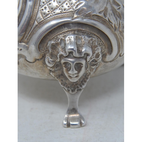 29 - Victorian Silver Cream Jug with Scroll Rococo Decoration Sitting on Three Angel Mask Feet: Hallmarke... 