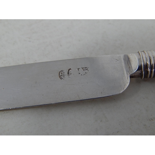 30 - George III Silver Knife & Fork within their red morocco leather case: Hallmarked Sheffield 1817. Kni... 