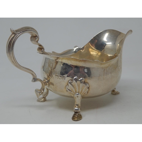 46 - Quality Edwardian Silver Gravy Boat of Georgian Form with Double C Scroll Handle, Shaped Rim & Gener... 