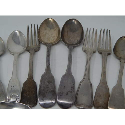 50 - Quantity of Georgian & Victorian Silver Flatware, Various Dates & Makers, Weight 24.05oz (748g)