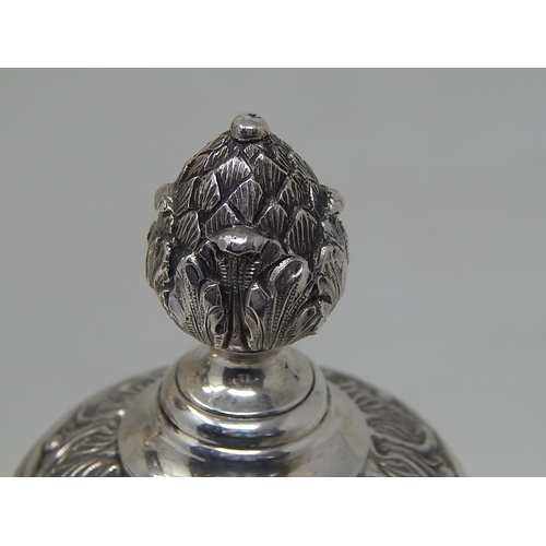 51 - HUGE Art Deco Silver Trophy Cup & Lid (NOT ENGRAVED). The Cup with Twin Angular Handles with Acanthu... 