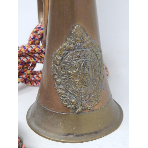 52 - Military: Argyll & Sutherland Regimental Badged Bugle: Copper & Brass.