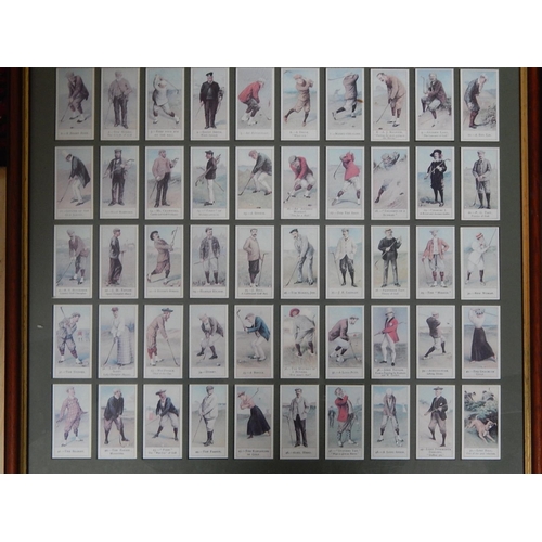 101 - Copes Golfers: Set of 50 Framed & Glazed Reprinted Cigarette Cards: Measures 50cm x 45cm