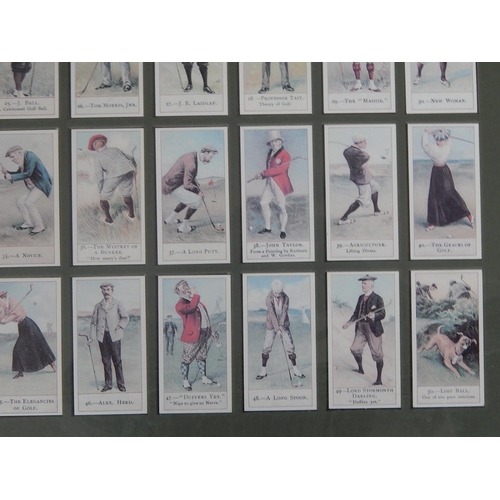 101 - Copes Golfers: Set of 50 Framed & Glazed Reprinted Cigarette Cards: Measures 50cm x 45cm